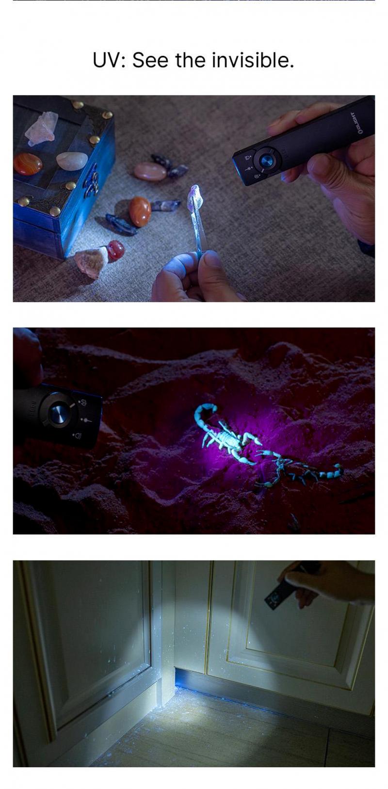 OLIGHT Arkfeld Pro Rechargeable EDC Flashlight with Green Beam, UV Light and White LED Combo, 1300 Lumens Pocket Lights