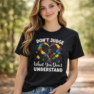 ThinkPrints Autism Awareness Puzzle Heart Shirt Don't Judge What You Don't Understand Gildan Unisex Tee S–5XL
