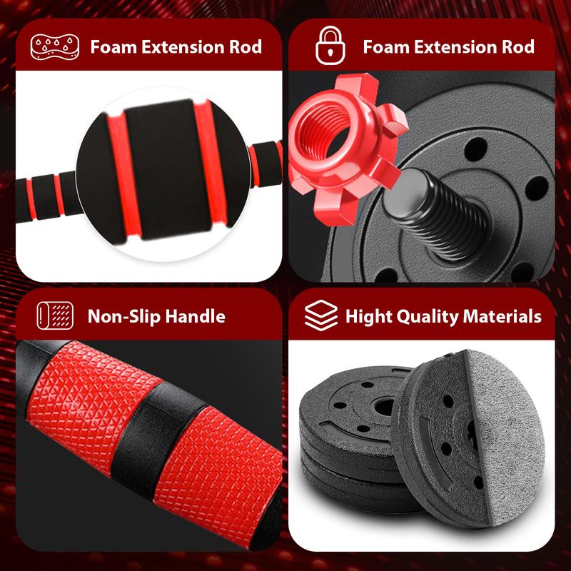 22LB Adjustable Dumbbell Set, Barbell with Thick Connecting Bumper Plate Combo for Strength Gym Training, Men and Women Free Weight Set Fitness Home Equipment