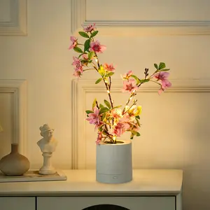 Pink Cherry Blossom in Pot, Artificial Cherry Fake Flower Lamp Indoor Outdoor Home Garden Office Decor for Wedding,Birthday,Party,Christmas
