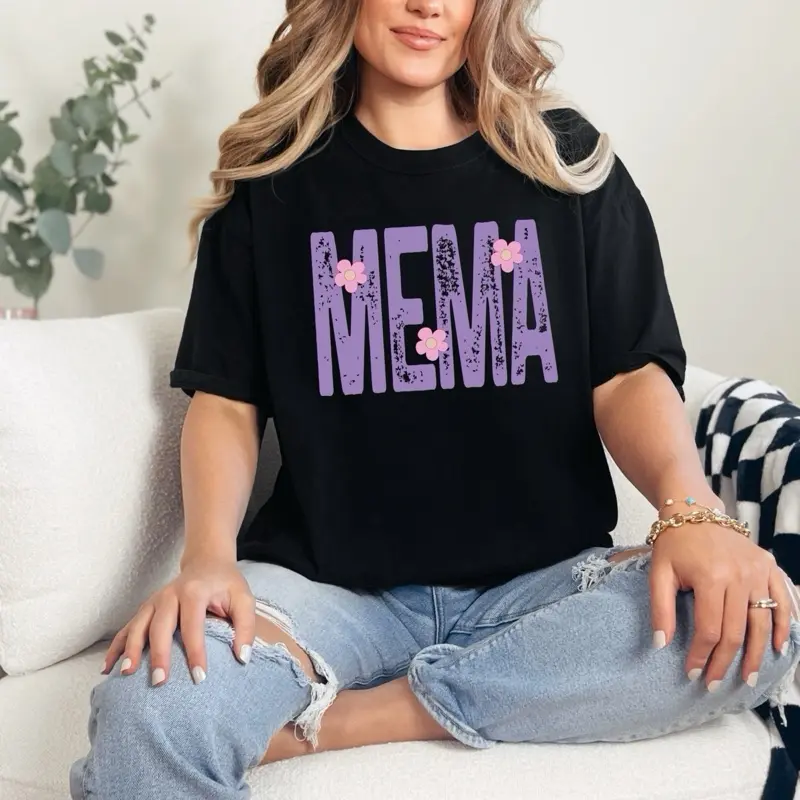 Mema  Floral T-shirt Comfort Colors Summer Everyday Style Shirtsleeve love casual comfortable super soft relaxed fit unisex Sizing womenswear Streetwear  vintage Crewneck Printed Loose Graphic