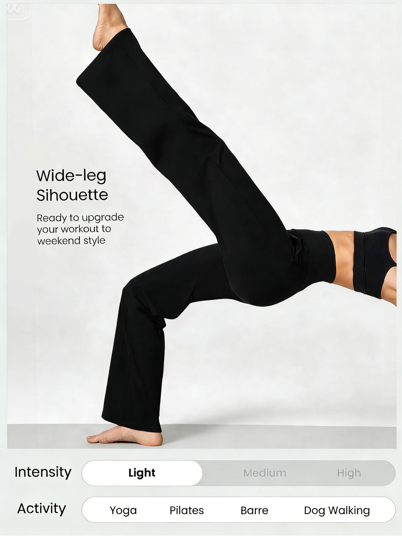 1PCS Black  High Waist Wide Leg Straight Casual Pants For Women, Suitable For Summer,Fall Solid Colors Minimalist Palazzo Style with Pockets for Women's Everyday Wear