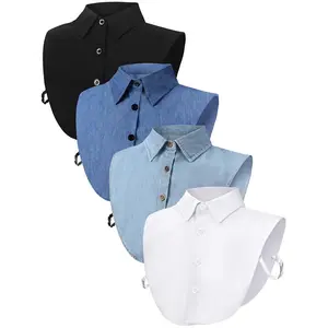 4 Pcs Fake Collar Detachable False Dicky Collar Half Shirts Round for Women Outfits Halloween Costume Accessories