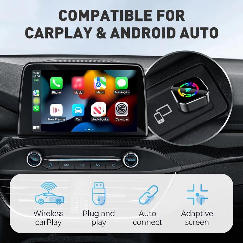 2026 Wireless CarPlay Adapter for Apple,for Android, Upgrade Wired to Wireless, Mini USB-C/Type-C Design, Plug and Play, No Delay Bluetooth+WIFI Stable Connection Car Play for iPhone