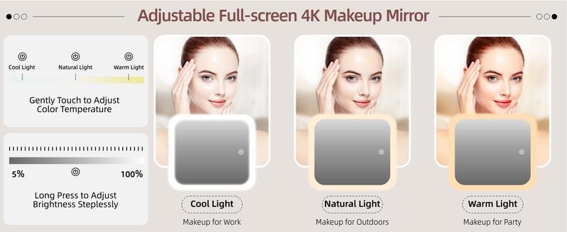 Travel Makeup Bag With LED Mirror, Cosmetic Train Case with Light up Mirror, Portable Makeup Artist Organizer Bag with Adjustable Dividers