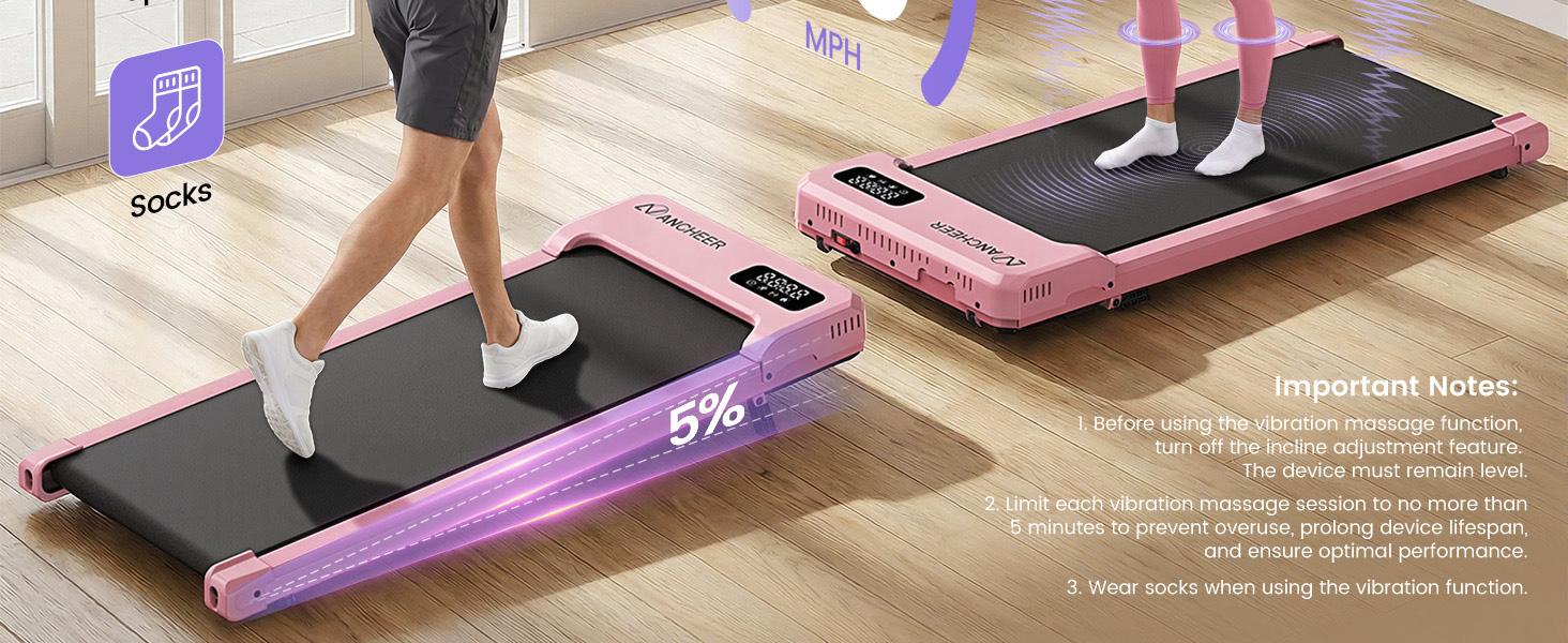 【 New Year】Walking Pad Treadmill with Incline - Under Desk Treadmills with Vibration Massage Plate, 2.5HP Compact Portable Treadmills for Home Small Spaces, Office, with Remote Control & LED Display