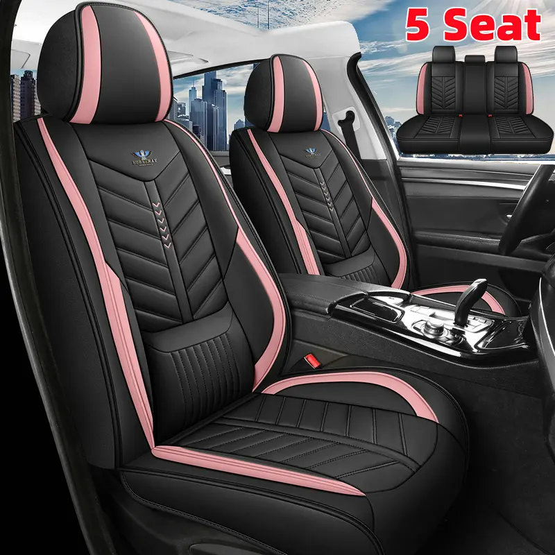 Enhance Comfort Car Seat Covers - Waterproof Durable PU Leather - Fully Wrapped Soft Comfortable Waist Support - Interior Protection for All 5 Seats, Carseat Seat Protectors, Seat Protectors
