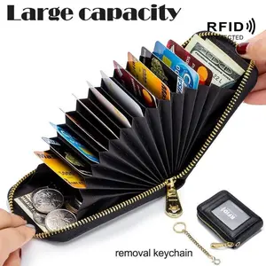 Premium RFID Blocking Card Holder Wallet - Secure Zip Around Design with Multiple Compartments for Easy Organization - Stylish Casual Style for Everyday Use