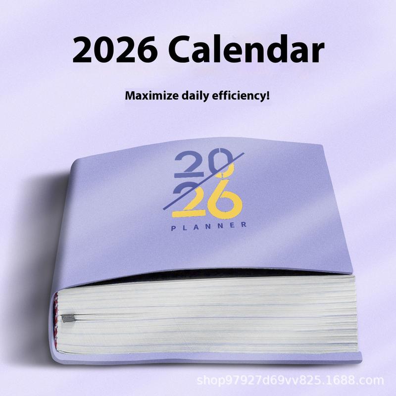 MUNBYN   2026 New A5 Gold Foil Planner Notebook, Soft Faux Leather Cover, Portable Notebook, Daily Page Layout, Office & Personal Use, Elegant Design Gift Idea