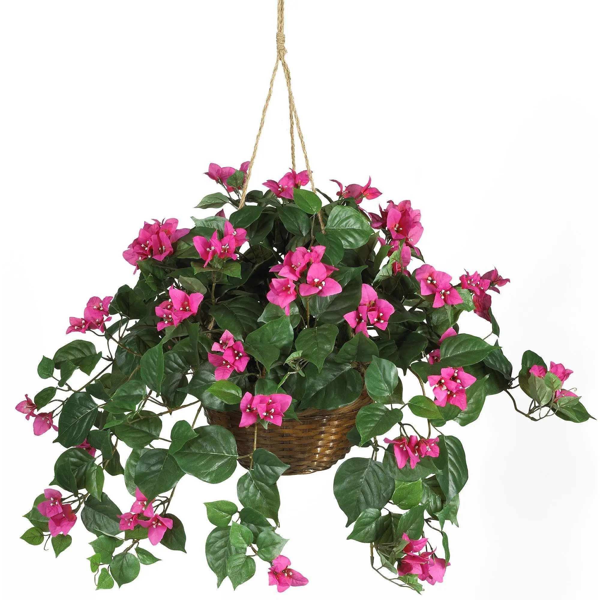 Artificial Lifelike Cream Flower Mix Cascading Silk Bougainvillea Wicker Planter - Plant Hanger Indoor, Cascading Vines, South Amer. Bloom, Feminine Look, Home & Garden Home Improvement Decor