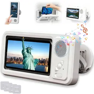 Bathroom shower waterproof phone holder Bluetooth speaker 360°Rotation touch screen mobile phone box watch movie listening music