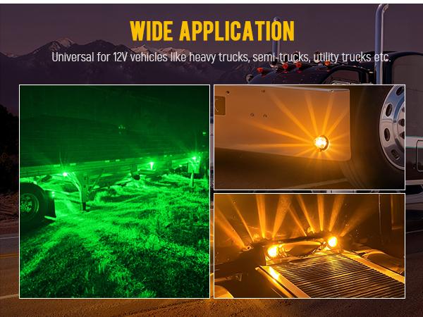 Partsam 2Pcs Dual Color Amber/Green LED Glass Lens Watermelon Lights, Turn Signal Marker Lights with Stainless Steel Bezel Compatible with Kenworth Peterbilt Freightliner