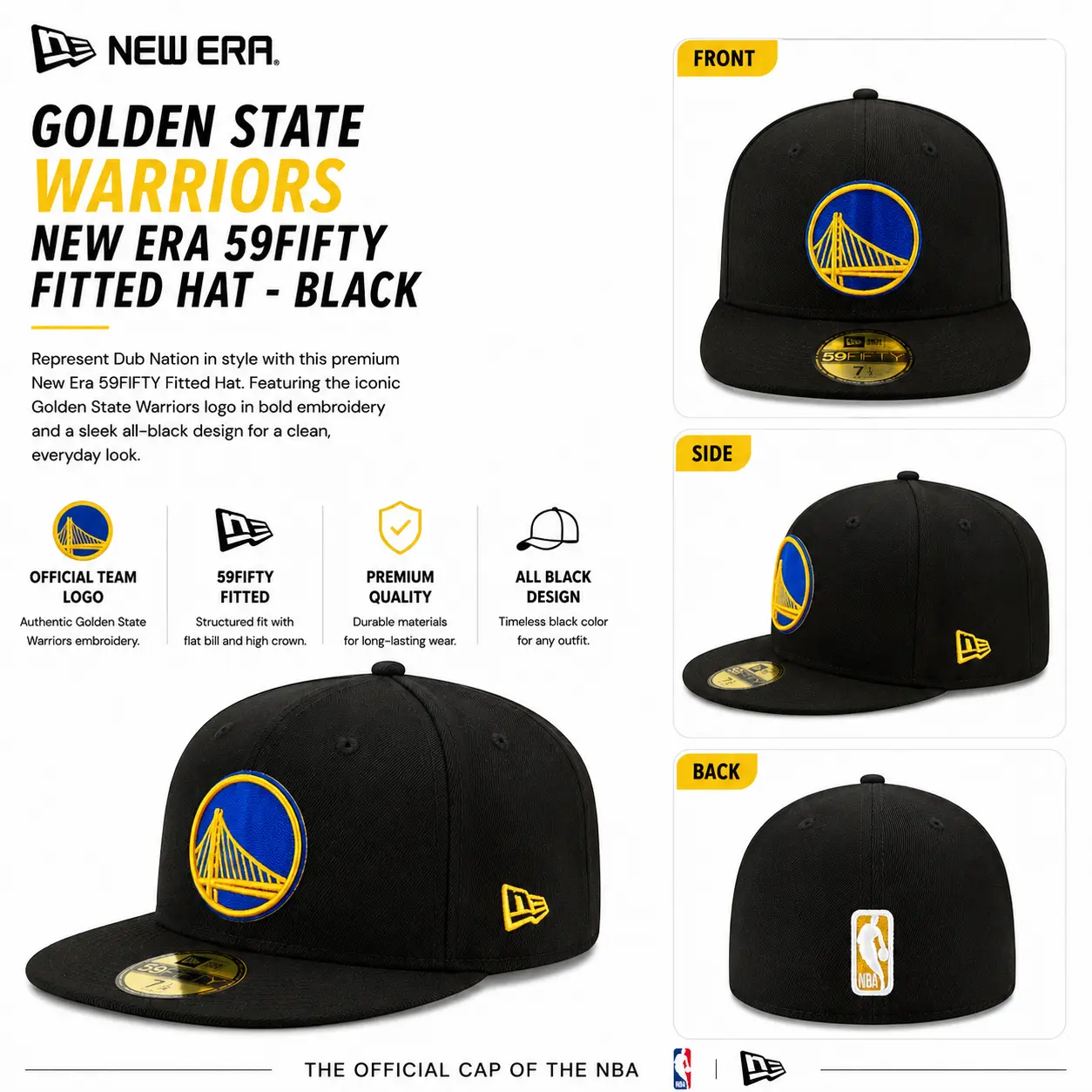 Golden State Warriors 2026 Summer League Champions New Era 59FIFTY Fitted Hat – Black NBA Flat Brim Cap