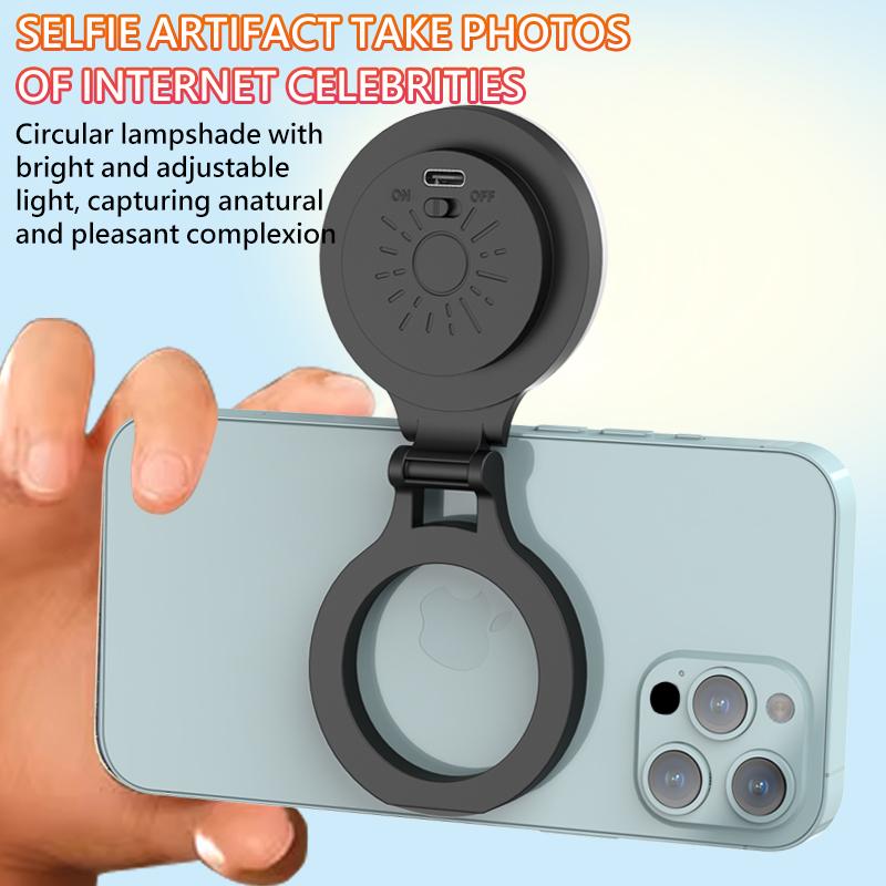 Magnetic Phone Selfie Light – Rechargeable LED Ring Light with 180° Flip, Portable Fill Light for Makeup, Live Streaming & Video Calls