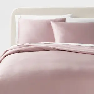 Threshold Duvet Cover Set Lyocell Satin Luxe Cooling Corner Ties, Blush, King
