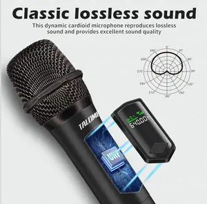 Talomen Wireless Microphones, Rechargeable Karaoke Microphone for Singing, 2.4GHz Dual Handheld Cordless Dynamic Mic System with Receiver(160 Ft) for Wedding, DJ, Party, Speech, K60-2 Black & White