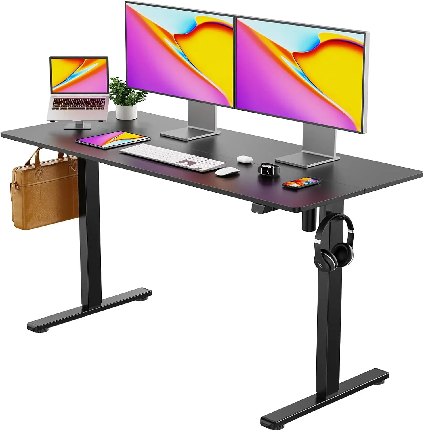 Our Modern Space Height Adjustable 40" Electric Standing Desk - Upgraded Ultra Durable Home Office Large Rectangular Computer Table or Laptop Sit Stand Workstation - 40 x 24 Inch