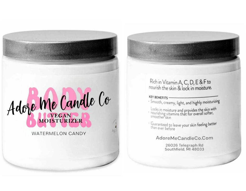 Adore Me Candle Co. 10ml Organic Shea & Coco Butter Body Butter Travel Size Coconut Scented Moisturizer Gift for Her Him Wedding Self Care Avocado Fragrance