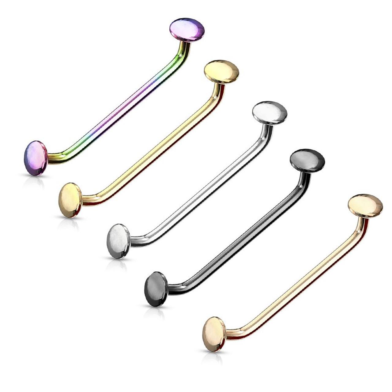 45 Degree Bent Staple Surface Barbell with Flat Disc Ends 316L Surgical Steel - Sold Each