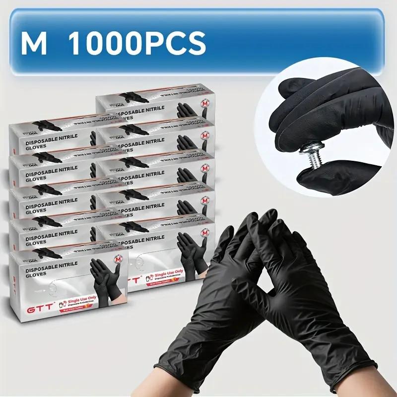 100/500/1000 Black Nitrile Exam Gloves 4 Mil, Powder-Free Disposable Gloves for Medical, First Aid,Cleaning Food Prep, Tattoo,Cooking