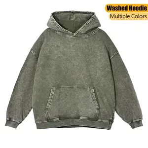Mens Oversized Hoodie Acid Wash Hoodie Vintage SweatshirtHeavyweight Fleece Cotton Streetwear Trendy Hoodies