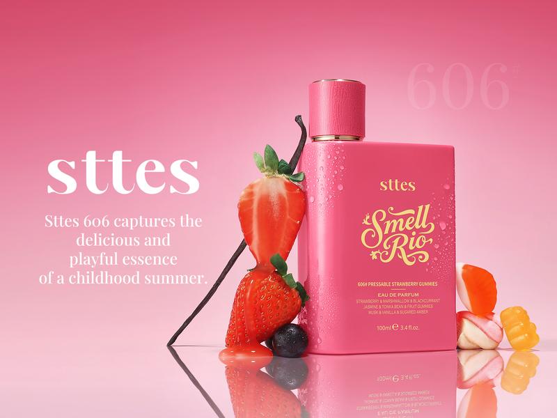 Sttes Perfume 606# (Pressable Strawberry Gummies) – Eau de Parfum 100ml (3.4 fl oz) – Strawberry, Cotton Candy, Fruit Gummies, Vanilla