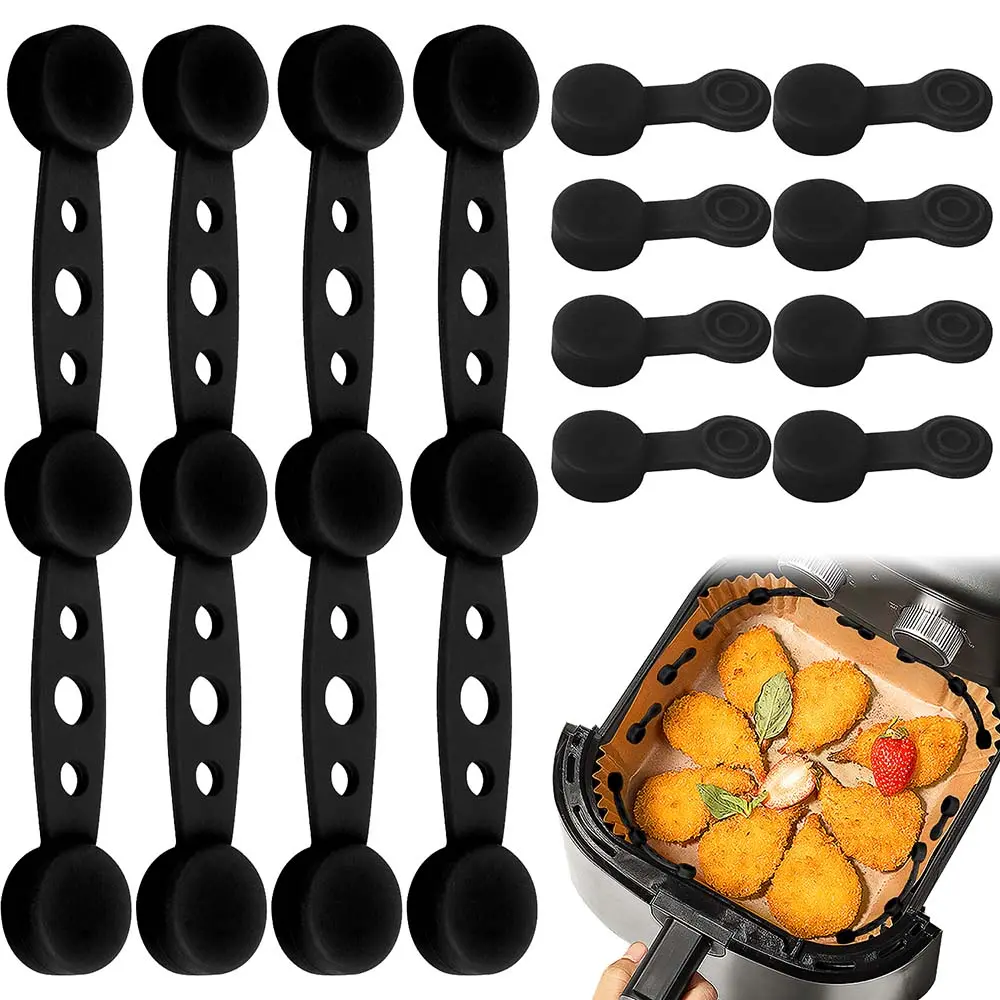 12Pcs Disposable Air Fryer Parchment Paper Magnetic Liner Locks - Versatile Kitchen Appliance Parts with Upgraded Powerful Magnetic Silicone Buckles, Strong Hold, Easy Use, Manufacturer Warranty, Kitchen Appliances