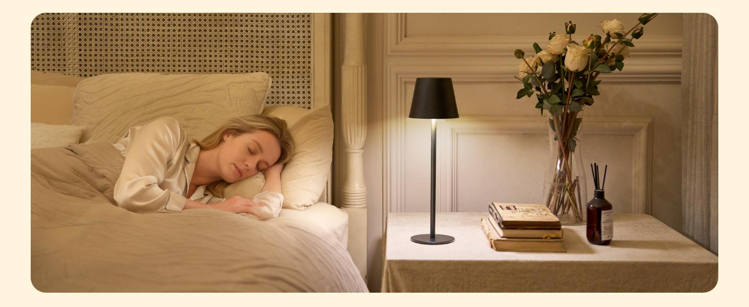 Cordless Table Lamp Portable USB Rechargeable Desk Lamp Adjustable Height Tricolor Temps Stepless Dimming Touch Control Night Light for Bedroom Cafe Outdoor