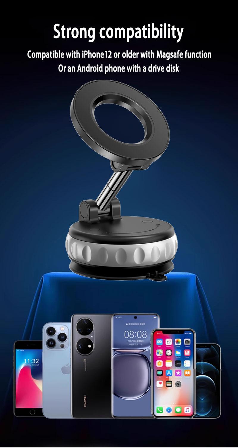 360° Rotating Magnetic Car Phone Holder – Strong Adsorption, One-Pull Pickup, No Interior Damage, Universal Mount Anywhere