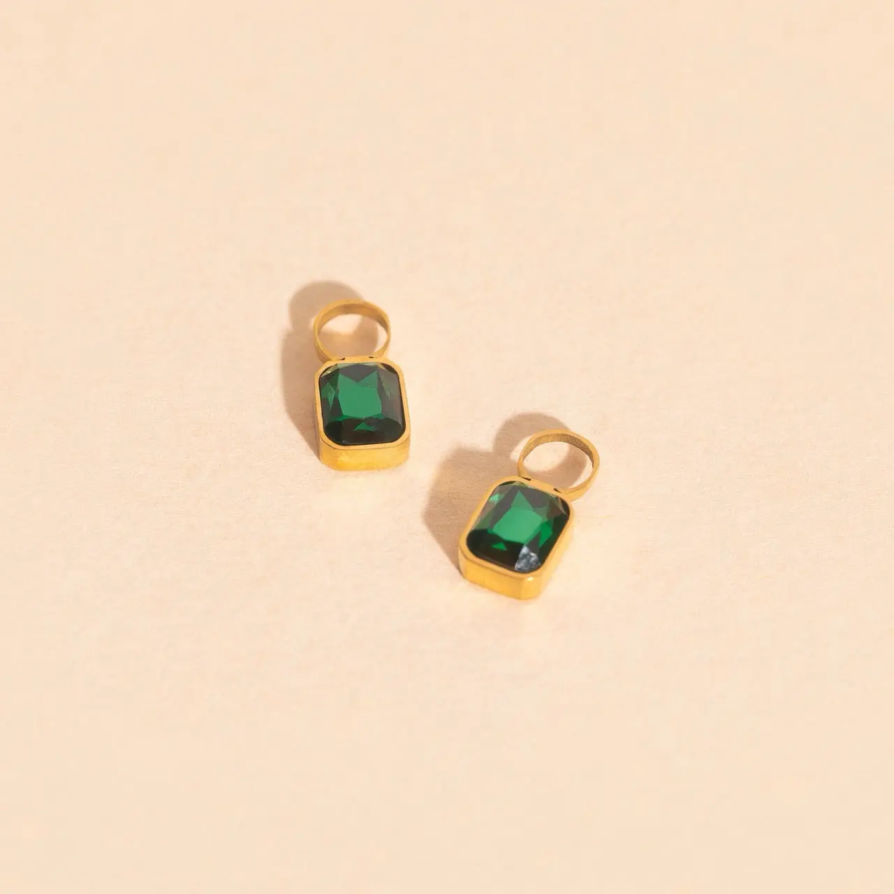May Birthstone Huggie Hoop Charms