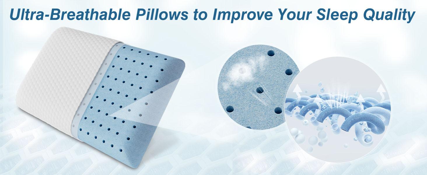 Memory Foam Pillows for Sleeping, Bed Pillow Soft and Comfortable, Cooling Pillow with Removable and Machine Washable Cover, Hotel Pillow