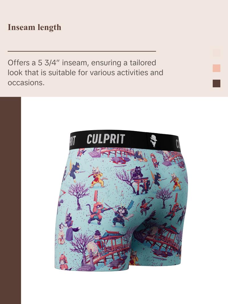 Samurai Cats Boxer Briefs w/ Fly for Men – Fierce Style, Supreme Comfort & Everyday Functionality Menswear