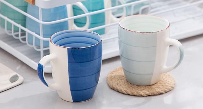 Vancasso Bonita 12 Oz Coffee Mugs Set of 6 - Blue, Multicolor Ceramic Cups for Cappuccino, Latte, Tea, and Cocoa, Dishwasher & Microwave Safe