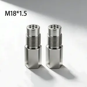 2-Piece Oxygen Sensor Adapter Stainless Steel Extension Tube Fittings, Stainless Steel Catalytic Converter M18 x 1.5 Car Engine Check Engine Light Decoder, 58mm Oxygen Sensor Catalytic Converter Adapter Automotive Repair Tool Accessories