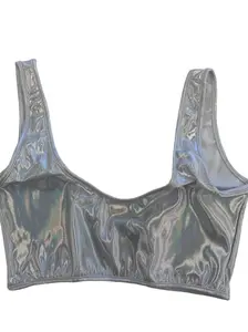 Iridescent Silver Crop Top