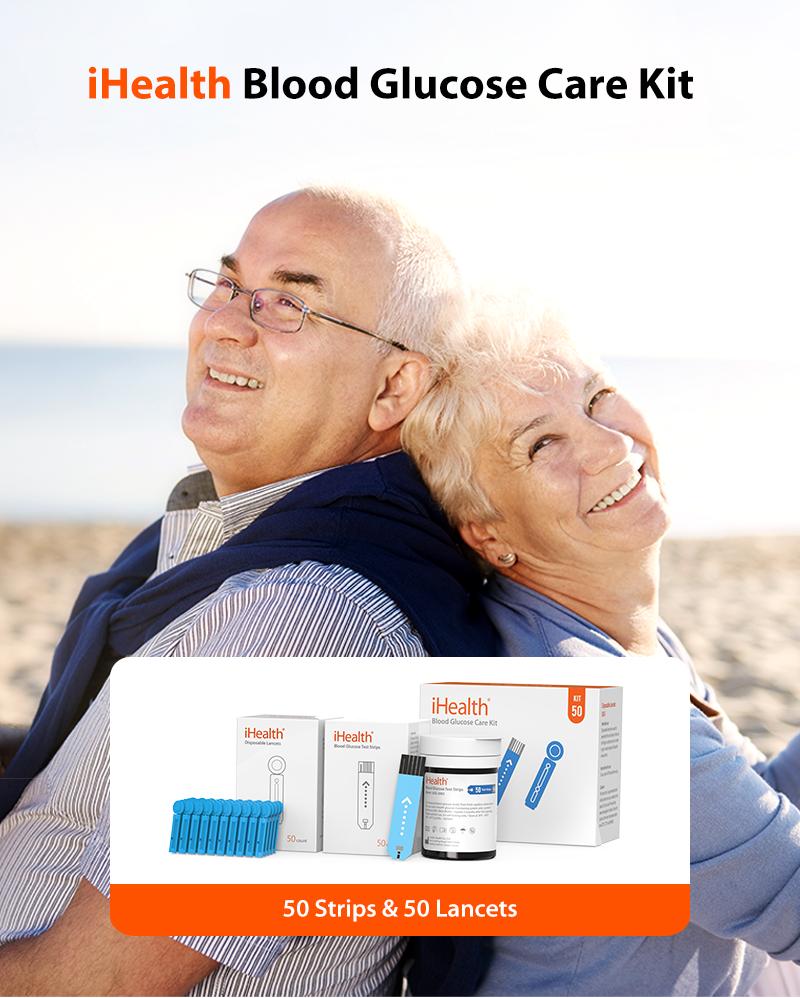 iHealth Glucose Test Strips 50/100 Count No Coding Blood Sugar Test Lancets for Diabetes Management Compatible with iHealth Monitor Only Healthcare Kit