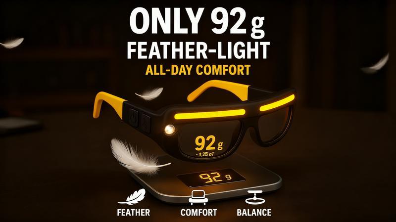 Gesture control LED glasses, rechargeable headlamp sports glasses, 5 modes, USB-C interface, suitable for running, camping, night maintenance, night work, hands-free lighting glasses.
