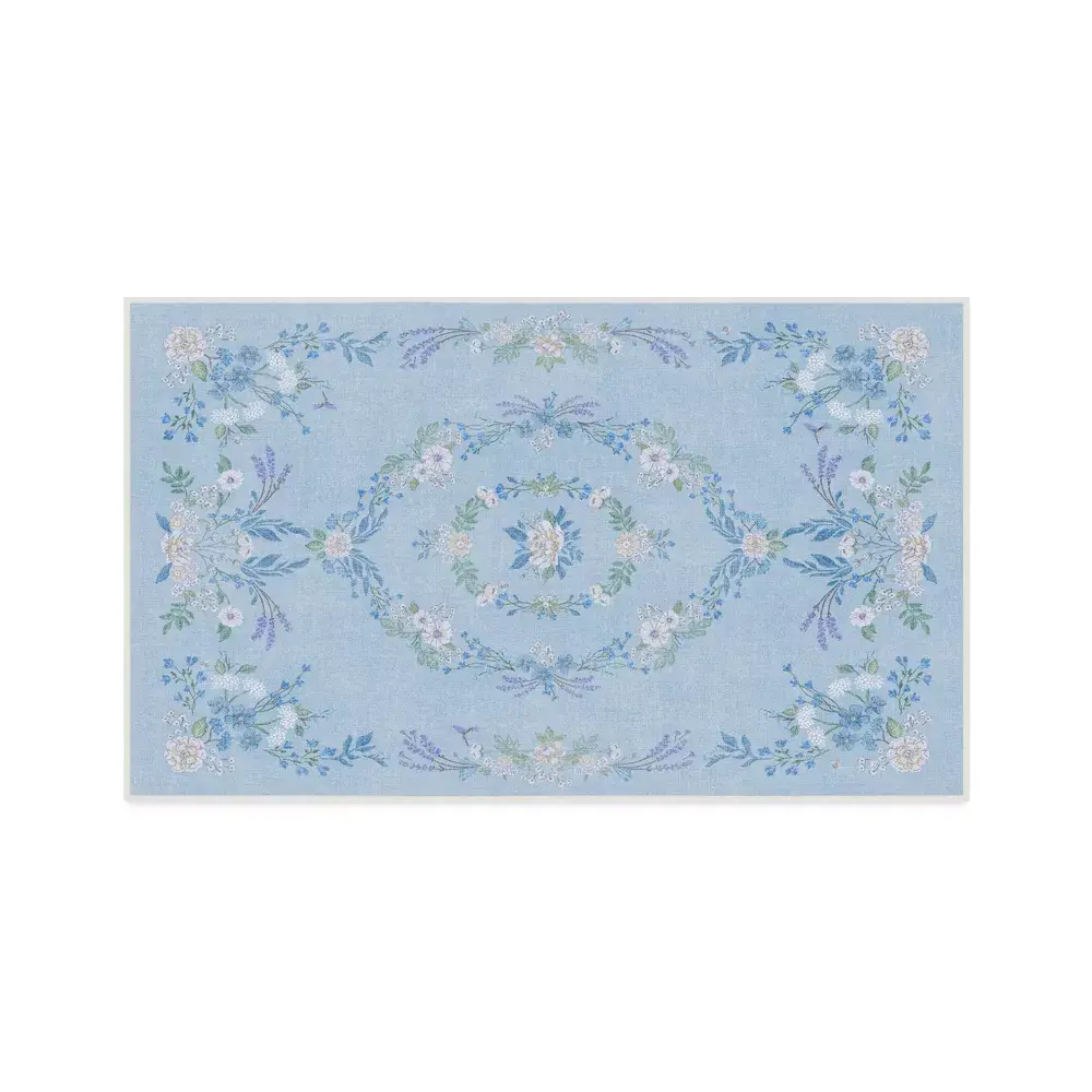 Ruggable 3ft x 5ft Washable Fiber Bridgerton Aubrey Hall Garden Area Rug, Blue