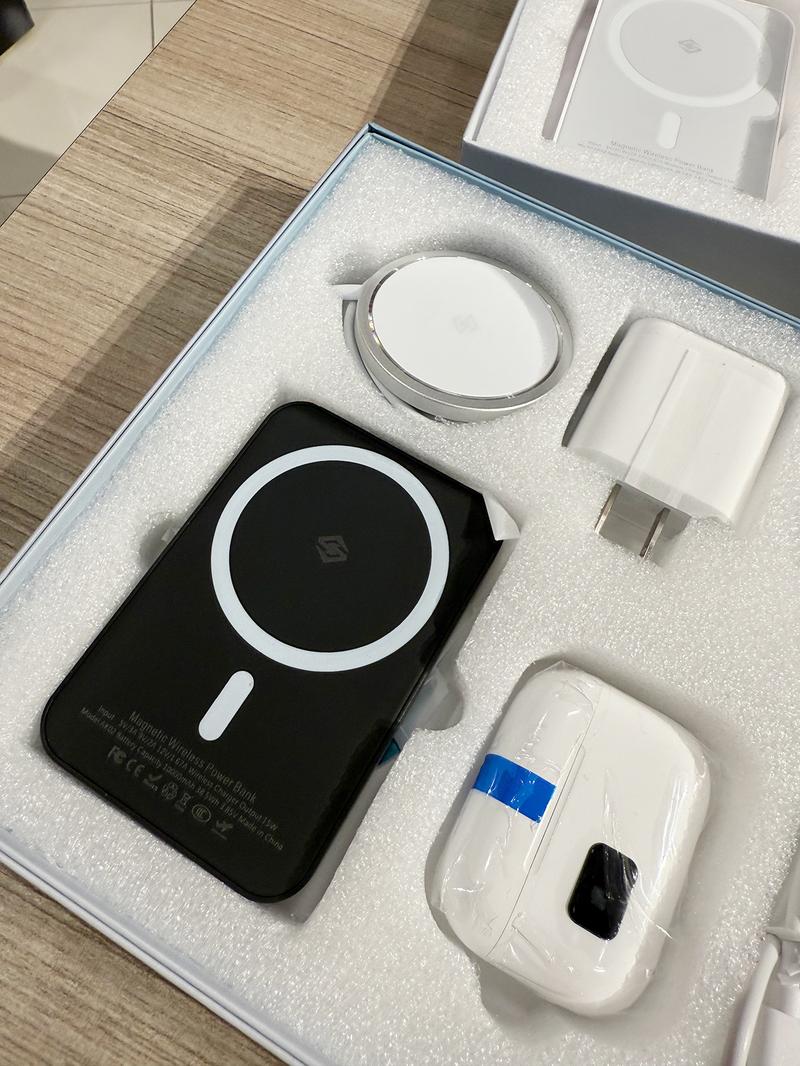 6-in-1 Wireless Charging Accessories Set with Magnetic Power Bank, Charger, Earbuds and Cables