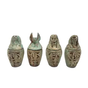 Egyptian Canopic Jar Set of 4 - Multiple Colors - Made in Egypt