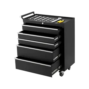 6-drawer rolling toolbox - mobile toolbox with wheels and locking system - portable tool storage manager, drawer lining, suitable for garages, workshops, homes - black