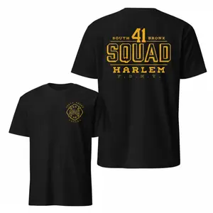 South Bronx Squad 41 Firefighter Tee - Harlem FDNY Station Shirt | Vintage Varsity Rescue Apparel | NYC Fire Dept Gift For Men