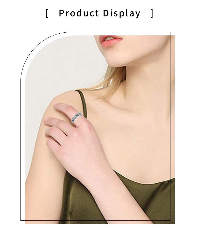 GGIRL Stainless Steel Fidget Rings for Anxiety for Women Men Charm Frosted Moon Star Spinner Ring 6mm Multi-colour Ring Thumb Ring Size 6-12 Stress Relieving Elegant Design Durable Material,Ideal Creative Daily Jewelry Gift