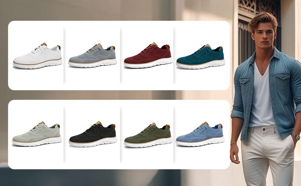 Mens Casual Dress Oxfords Shoes Fashion Mesh Business Walking Work Slip on Sneakers Comfortable Lightweight Soft Sole Red Boy Running