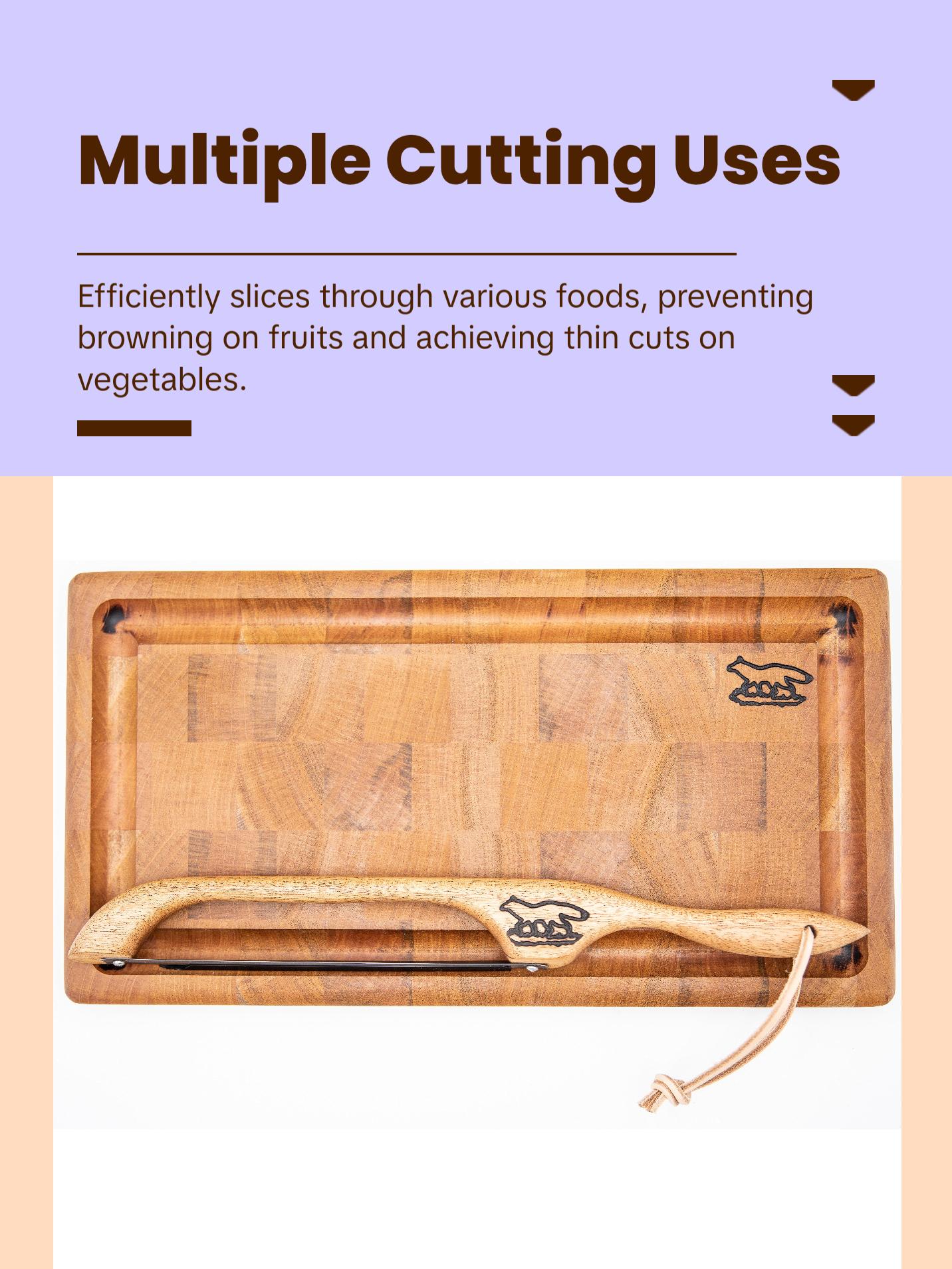 Cutting board--end grain mahogany cutting board and bow knife set