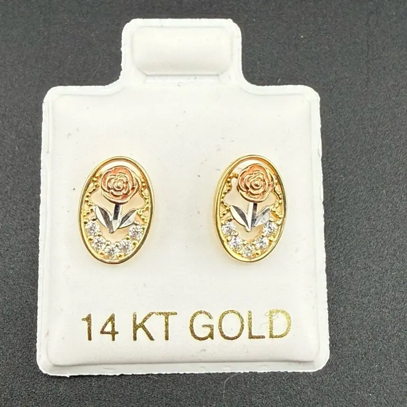 14k gold rose earrings 3 gold colors