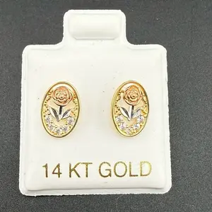 14k gold rose earrings 3 gold colors