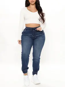 A Soft Touch Knit Denim Joggers - Dark Wash