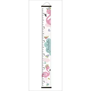 Flamingo Canvas Growth Chart Sign Girls Blush Pink Height Ruler 6ft