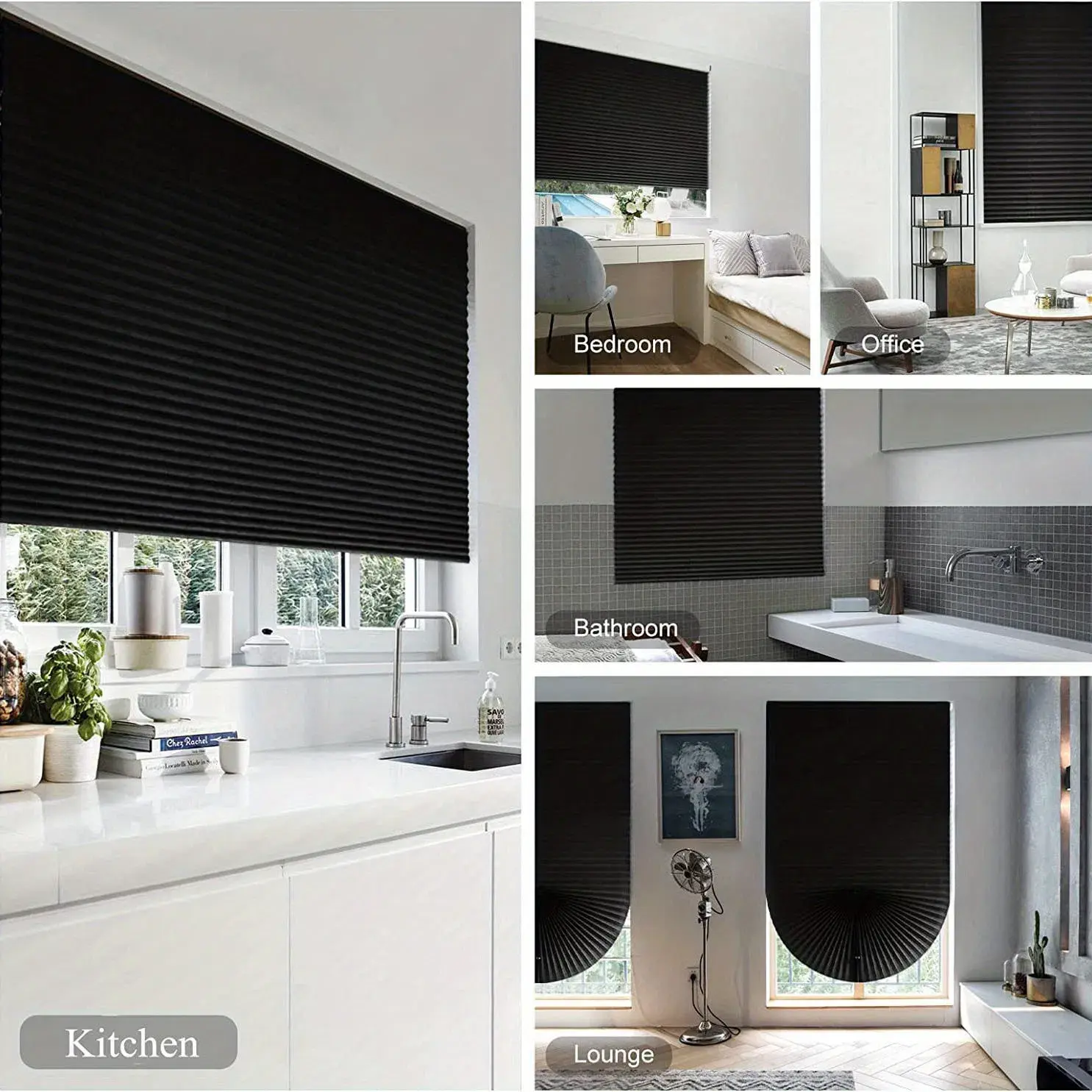 Single Flat Geometric Rectangular Blackout Bedroom Curtain - 1-Piece 59in Pleated, Self-Adhesive No Drilling, Portable DIY Window Blind, Heat Insulating, Privacy-Focused Home Decor Supply